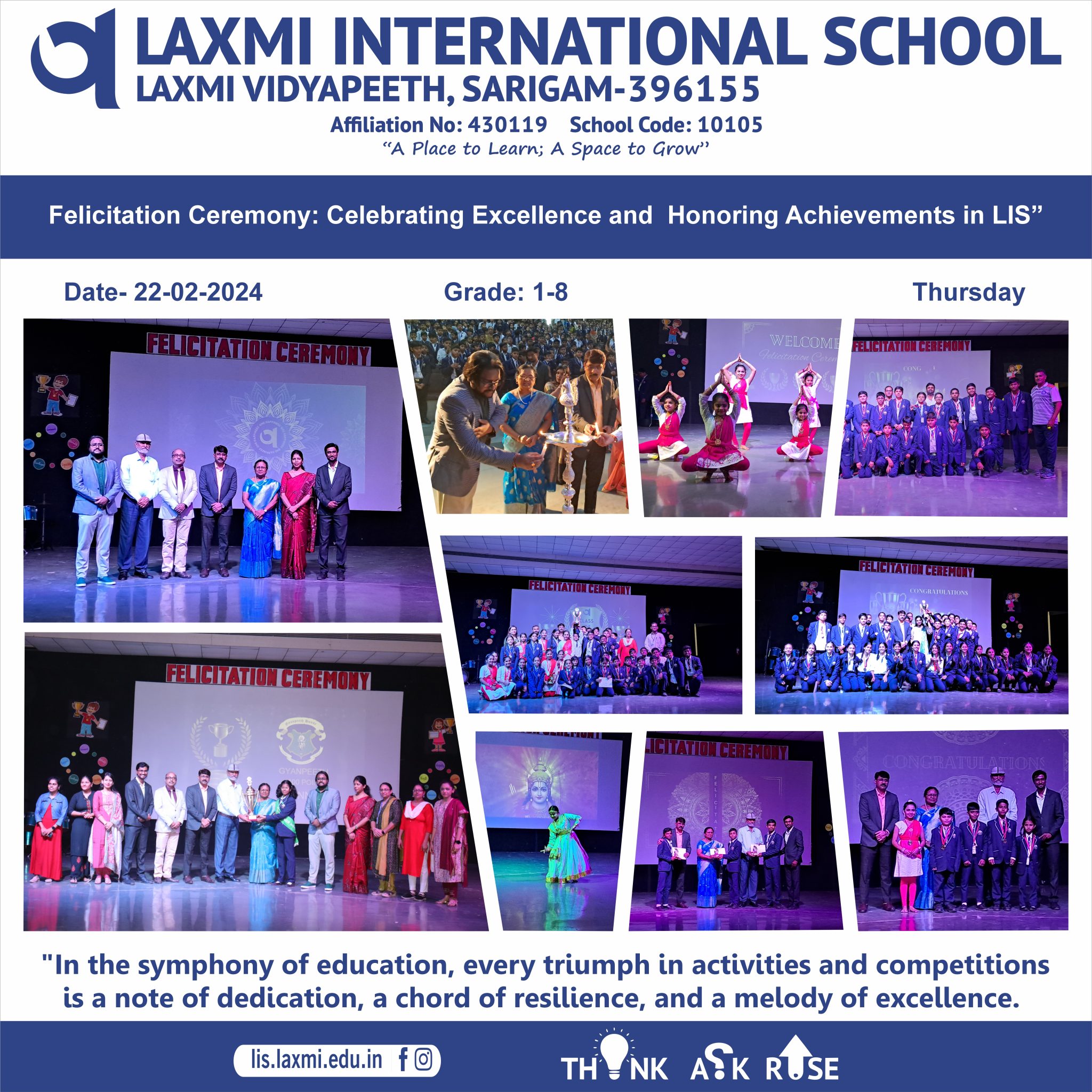 LIS Felicitation Ceremony 2023-24 – Laxmi International School – Sarigam